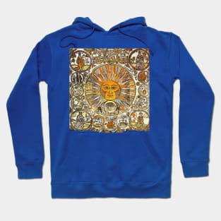 SUN AND MOON ,ZODIACAL SIGNS, ANTIQUE RUSSIAN ASTROLOGY  WOODCUT Hoodie